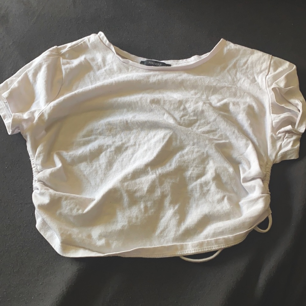 Forever 21 White Cropped shirt, Open back with strings to Tie